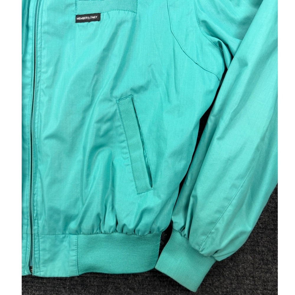 Vintage Members Only Racer Jacket Teal Turquoise 80s Bomber Coat Mens 42 - Picture 5 of 12